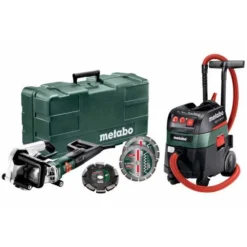 Metabo Set Mauernutfräse MFE 40 + Allessauger ASR 35 M ACP, Mit 20 Mm Diamantfrässcheibe 2 UP Und 2 Diamant-Trennscheiben Classic UC, Kunststoffkoffer