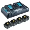 Makita Power Source-Kit 18V, LXT, 18V, 4 Akkus BL1860B 6,0 Ah, 1 Doppel-Schnellladegerät DC18RD -Bau Zauber Verkaufsgeschäft sets akku ladegeraet 1460188 czm