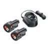 Bosch Starter-Set, 2 X Akkupacks PBA 12V 1.5Ah O-A + Ladegerät GAL 1210 CV -Bau Zauber Verkaufsgeschäft sets akku ladegeraet 636306 czm